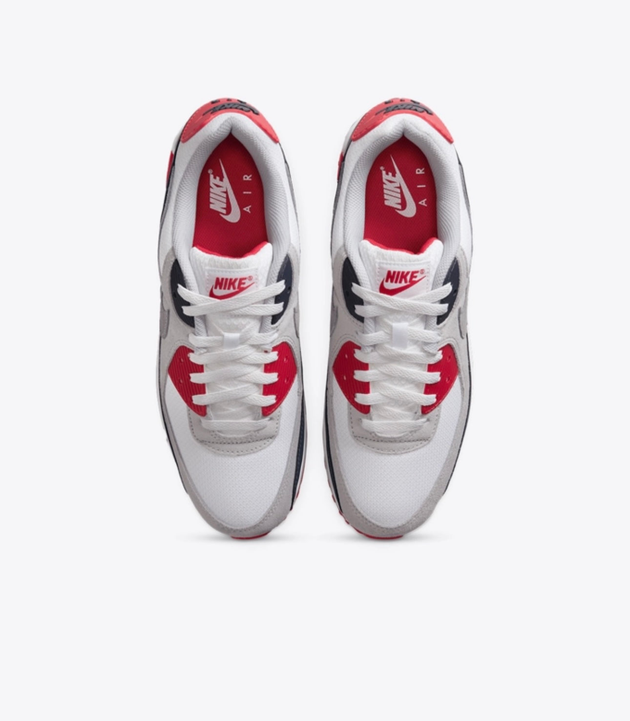 MEN
NIKE AIR MAX 90
WHITE/COOL GREY-UNIVERSITY RED
