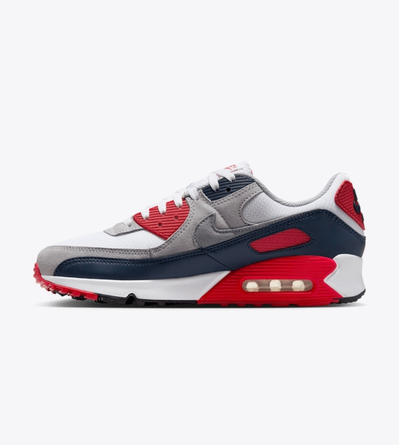 MEN
NIKE AIR MAX 90
WHITE/COOL GREY-UNIVERSITY RED