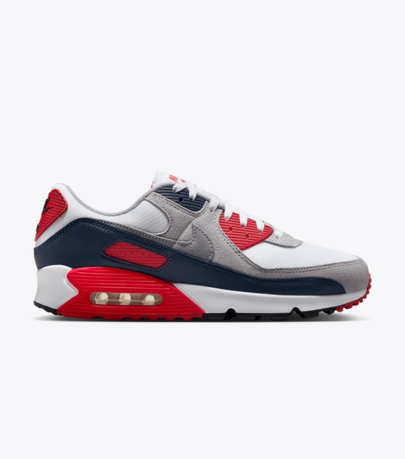 MEN
NIKE AIR MAX 90
WHITE/COOL GREY-UNIVERSITY RED