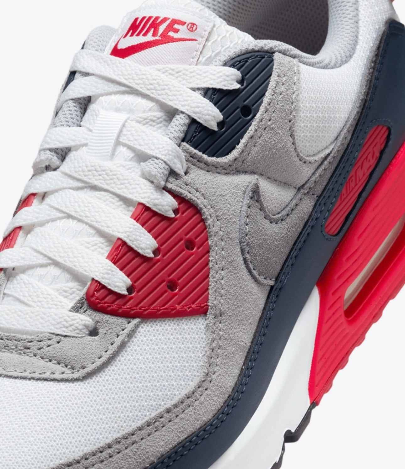 MEN
NIKE AIR MAX 90
WHITE/COOL GREY-UNIVERSITY RED